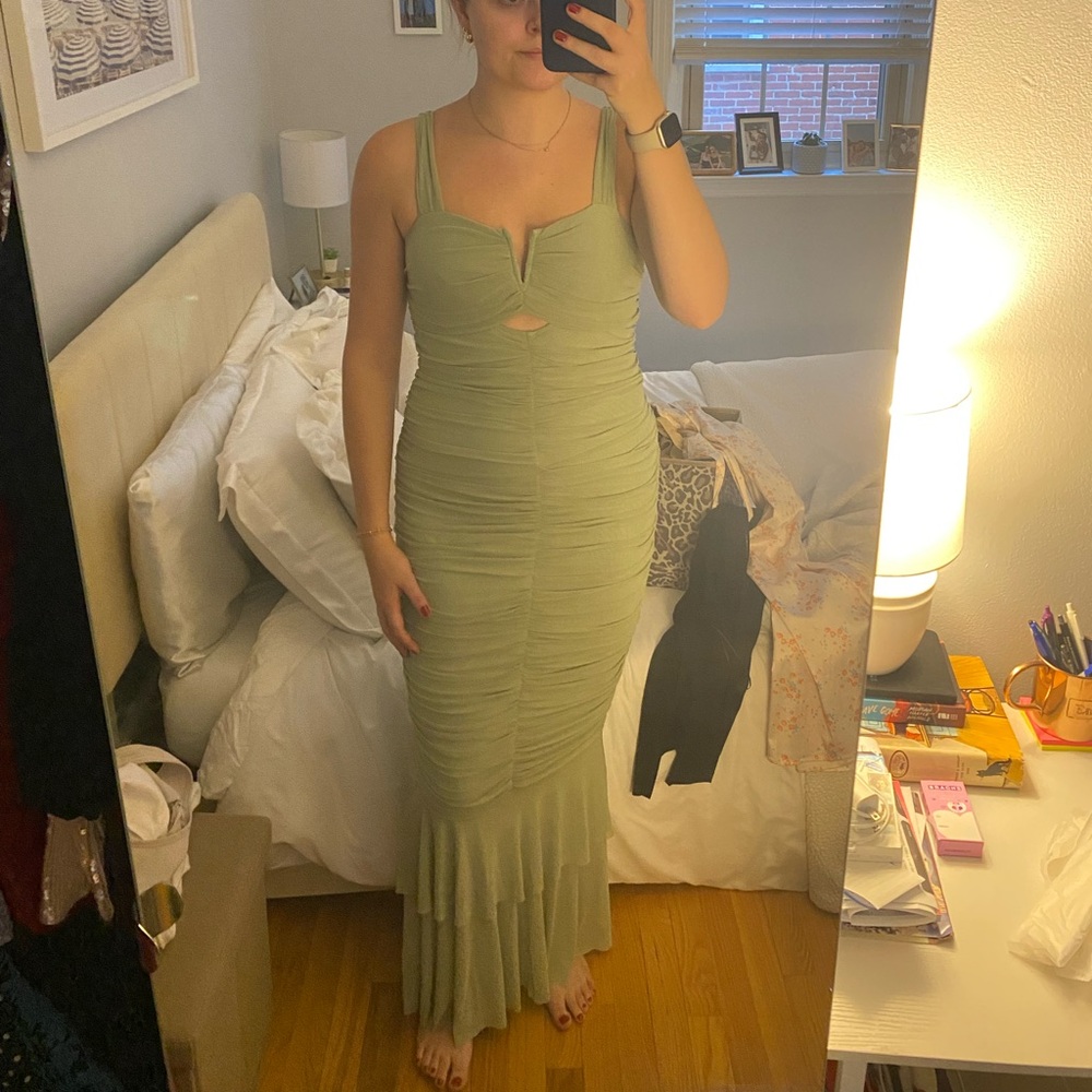 Green wedding guest dress